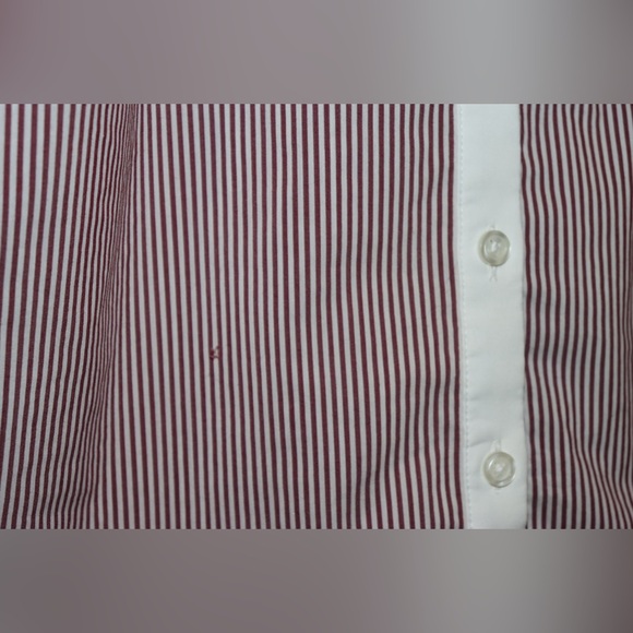 EUC Burgundy Striped Cotton Ann Taylor Button Down Shirt, Size 6 - Picture 4 of 4